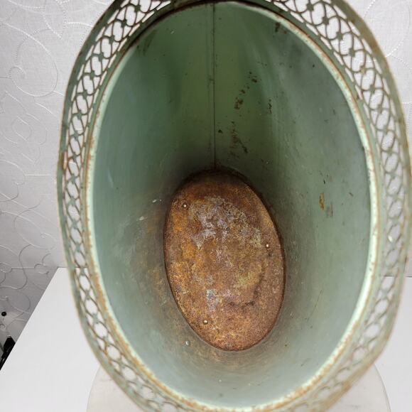 Vintage Plymouth Tole Hand Painted Umbrella Stand Metal Toleware Ball Footed - Picture 12 of 16